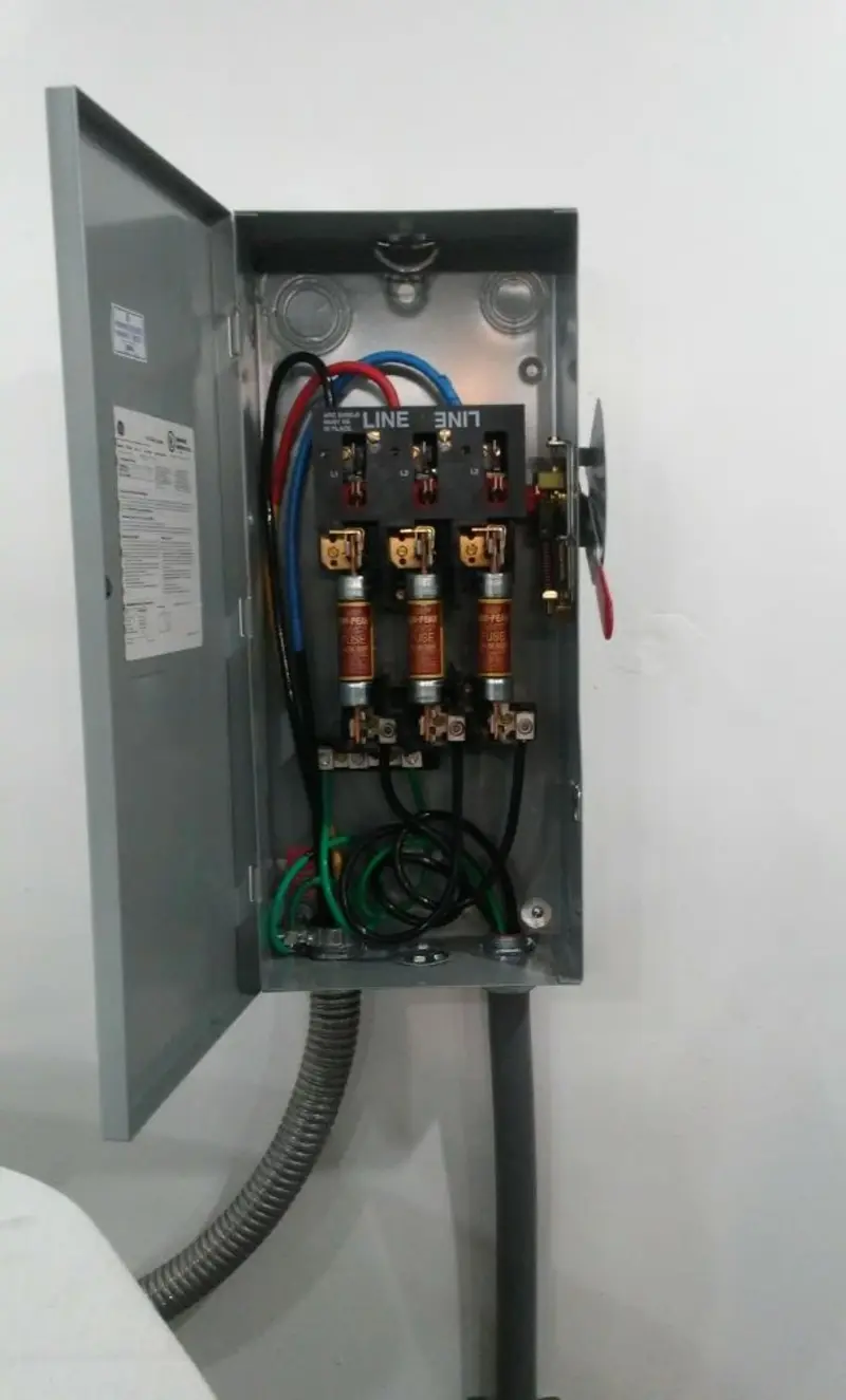 Three-phase disconnect switch installed for Smoke Detector Installation in Hinesburg